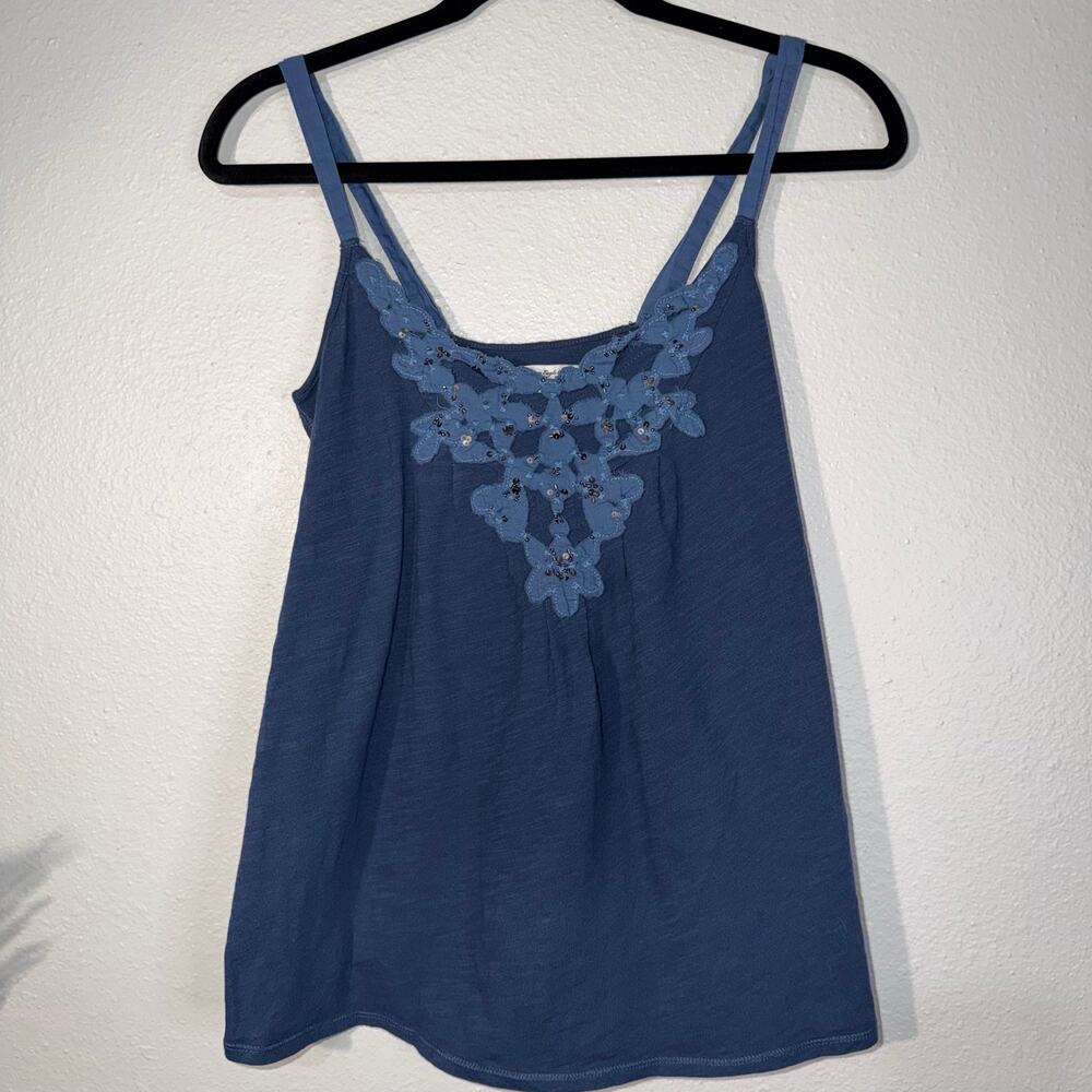 American Eagle Outfitters Blue Sequin Floral Applique Camisole Tank Top XS